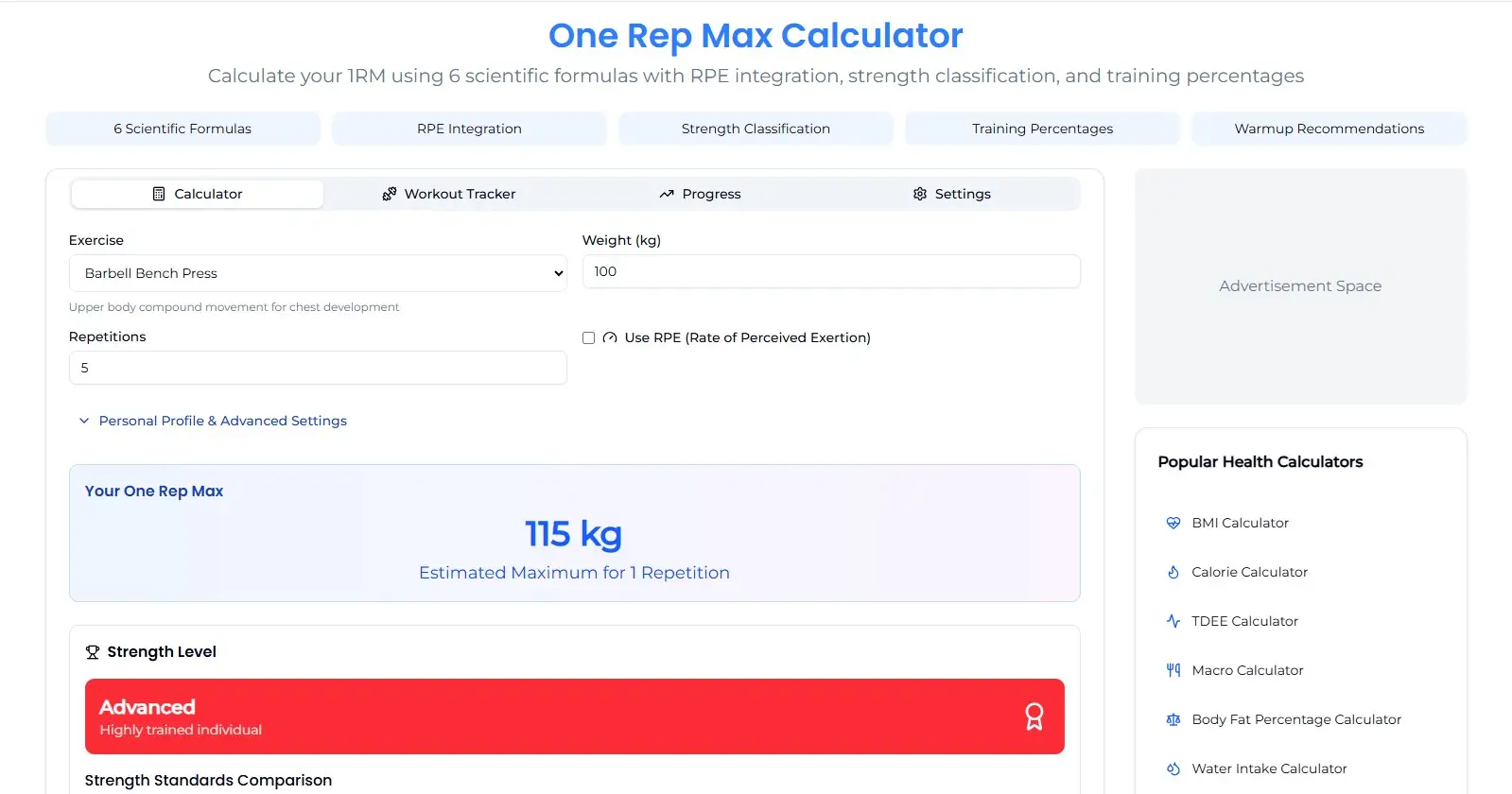 One Rep Max Calculator | Accurate 1RM Calculation - Daily ToolsKit